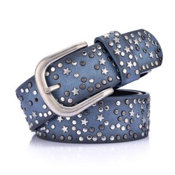 Leather belt with rivets / stars - metal buckleBelts