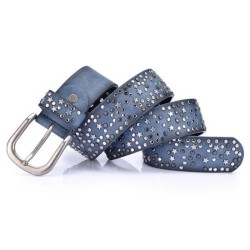 Leather belt with rivets / stars - metal buckleBelts