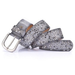Leather belt with rivets / stars - metal buckleBelts