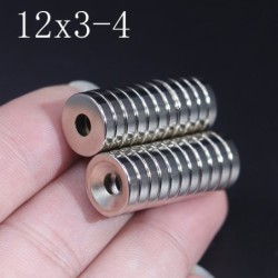 N35 - neodymium magnet - strong round disk - 12mm * 3mm - with 4mm holeN35