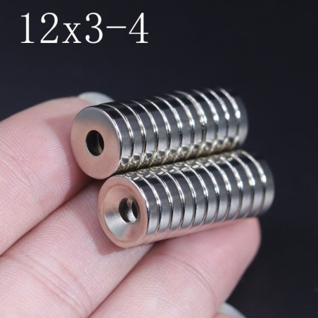 N35 - neodymium magnet - strong round disk - 12mm * 3mm - with 4mm holeN35