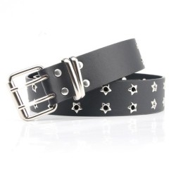 Classic leather belt - star rivets - double pin buckleBelts