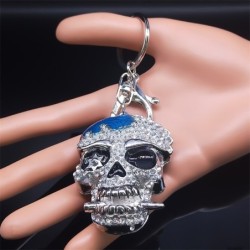 Silver crystal skull head - keychainKeyrings