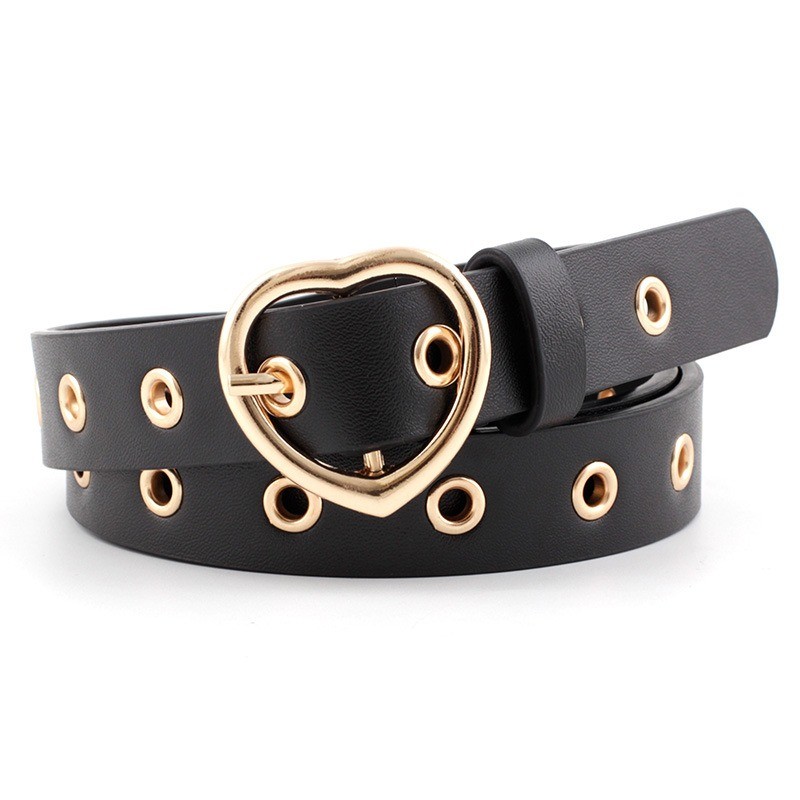 Classic leather belt - metal heart shaped buckleBelts