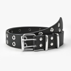 Punk style leather belt - double metal ringsBelts
