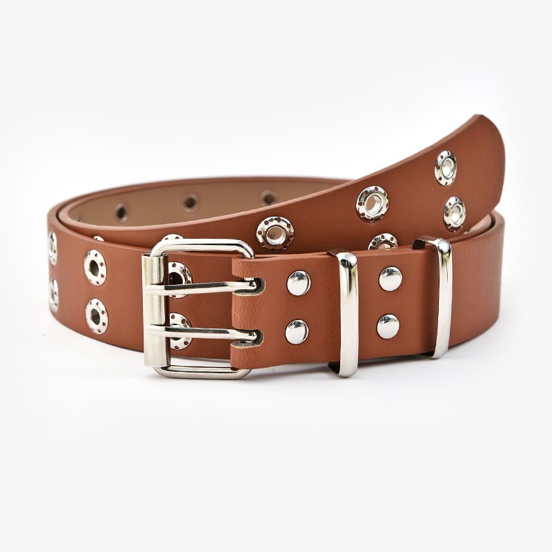 Punk style leather belt - double metal ringsBelts