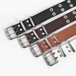Punk style leather belt - double metal ringsBelts