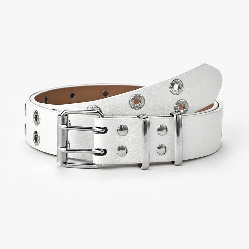 Punk style leather belt - double metal ringsBelts