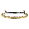 Copper beads bracelet with a crystal cube - adjustable ropeBracelets