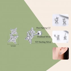 Double crystal stars - silver earringsEarrings