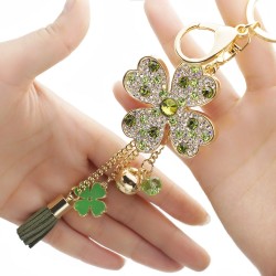 Lucky four leaves clover - crystal keychainKeyrings
