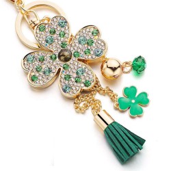 Lucky four leaves clover - crystal keychainKeyrings