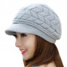 Knitted winter wool hat with visorHats & Caps