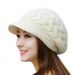 Knitted winter wool hat with visorHats & Caps