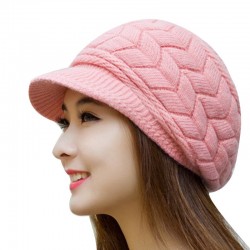 Knitted winter wool hat with visorHats & Caps