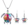Jewelry set with a rainbow turtle - necklace / earringsJewellery Sets