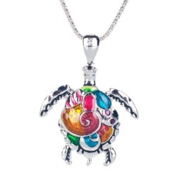 Jewelry set with a rainbow turtle - necklace / earringsJewellery Sets