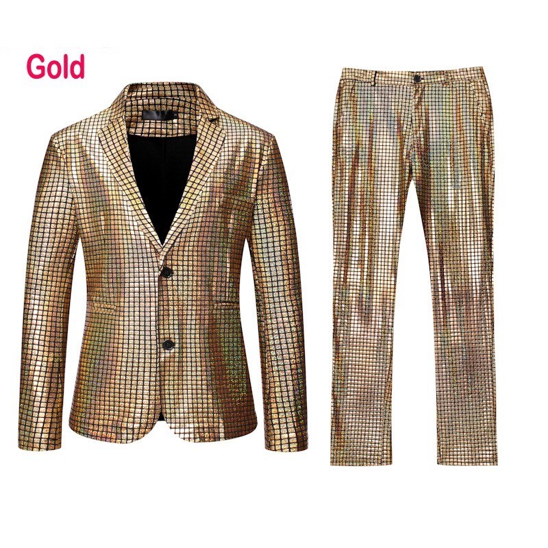 Men's suit - rainbow plaid sequinPants