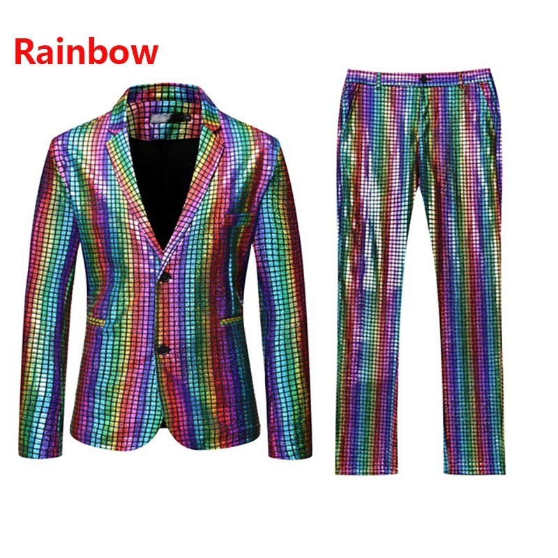 Men's suit - rainbow plaid sequinPants