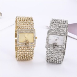 Elegant Quartz watch - wide crystal braceletWatches