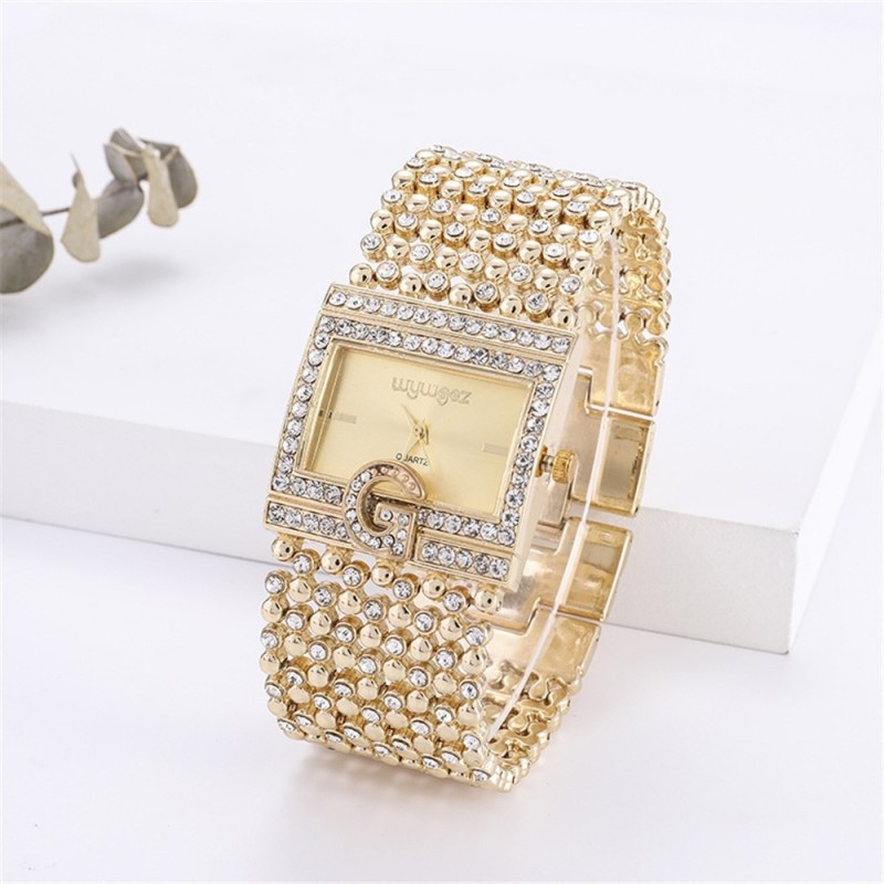 Elegant Quartz watch - wide crystal braceletWatches