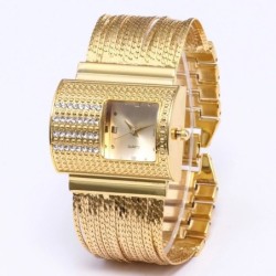 Luxurious Quartz watch with crystals - wide gold braceletWatches