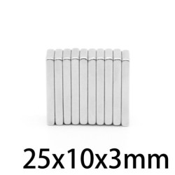 N35 - neodymium magnet - strong rectangular block - 25mm * 10mm * 3mmN35