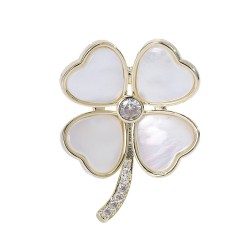Four leaf clover brooch - shell / crystalBrooches