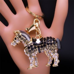 Crystal horse - golden keychainKeyrings