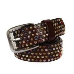 Leather belt - round rivets / crystalsBelts