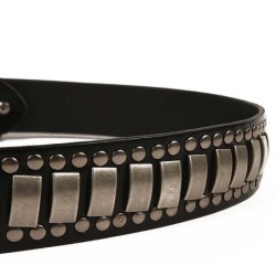 Punk style leather belt - metal rivets / square buckleBelts