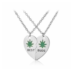 Heart shaped pendant with necklace - BEST BUDS - 2 piecesNecklaces