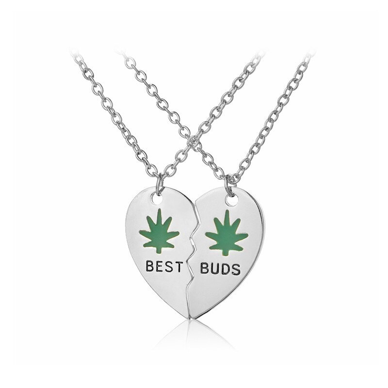 Heart shaped pendant with necklace - BEST BUDS - 2 piecesNecklaces