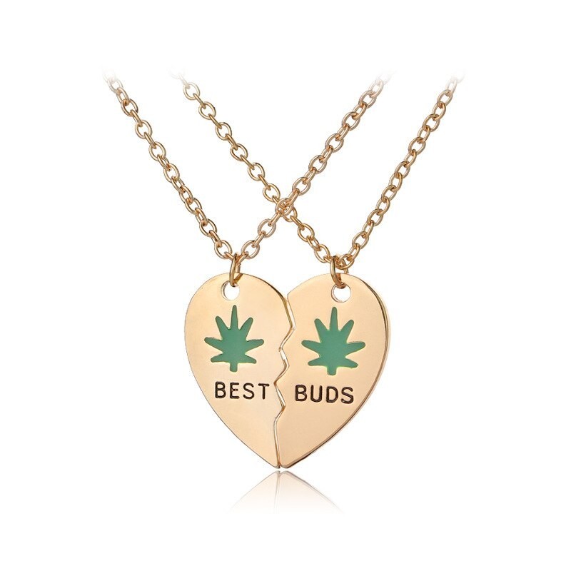 Heart shaped pendant with necklace - BEST BUDS - 2 piecesNecklaces