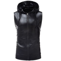 Shiny metallic hooded vestJackets