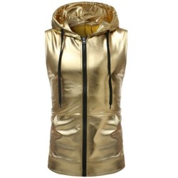 Shiny metallic hooded vestJackets