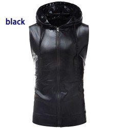 Shiny metallic hooded vestJackets