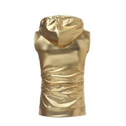 Shiny metallic hooded vestJackets
