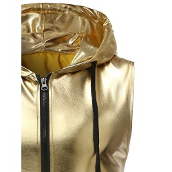 Shiny metallic hooded vestJackets