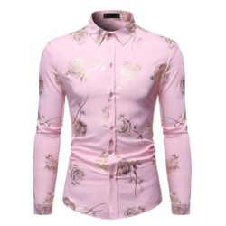 Luxurious long sleeve shirt - printed golden rosesT-shirts