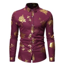 Luxurious long sleeve shirt - printed golden rosesT-shirts