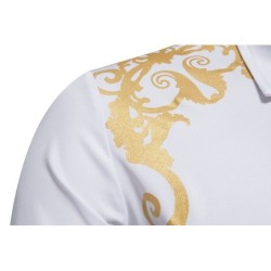 Elegant long sleeve shirt - luxury golden baroque printT-shirts