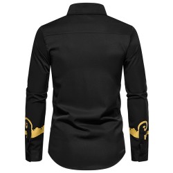 Elegant long sleeve shirt - luxury golden baroque printT-shirts