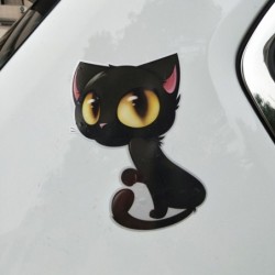 Big eyed black cat - car stickerStickers