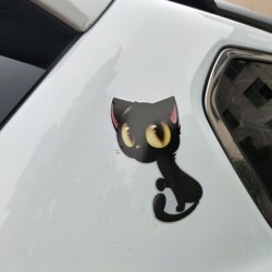 Big eyed black cat - car stickerStickers