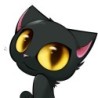 Big eyed black cat - car stickerStickers