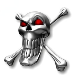 Silver red eyed skull - vinyl car stickerStickers
