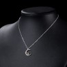 Crescent moon / golden rabbit pendant - silver necklaceNecklaces