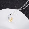 Crescent moon / golden rabbit pendant - silver necklaceNecklaces