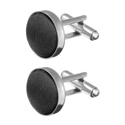 Round silver cufflinks - with colored fabricCufflinks